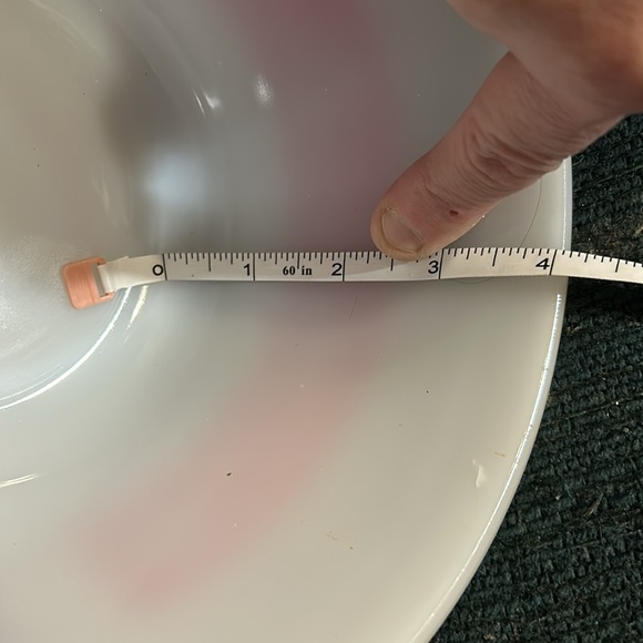 Federal Glass Red and White gingham band pattern milk glass mixing bowl - Picture 6 of 7